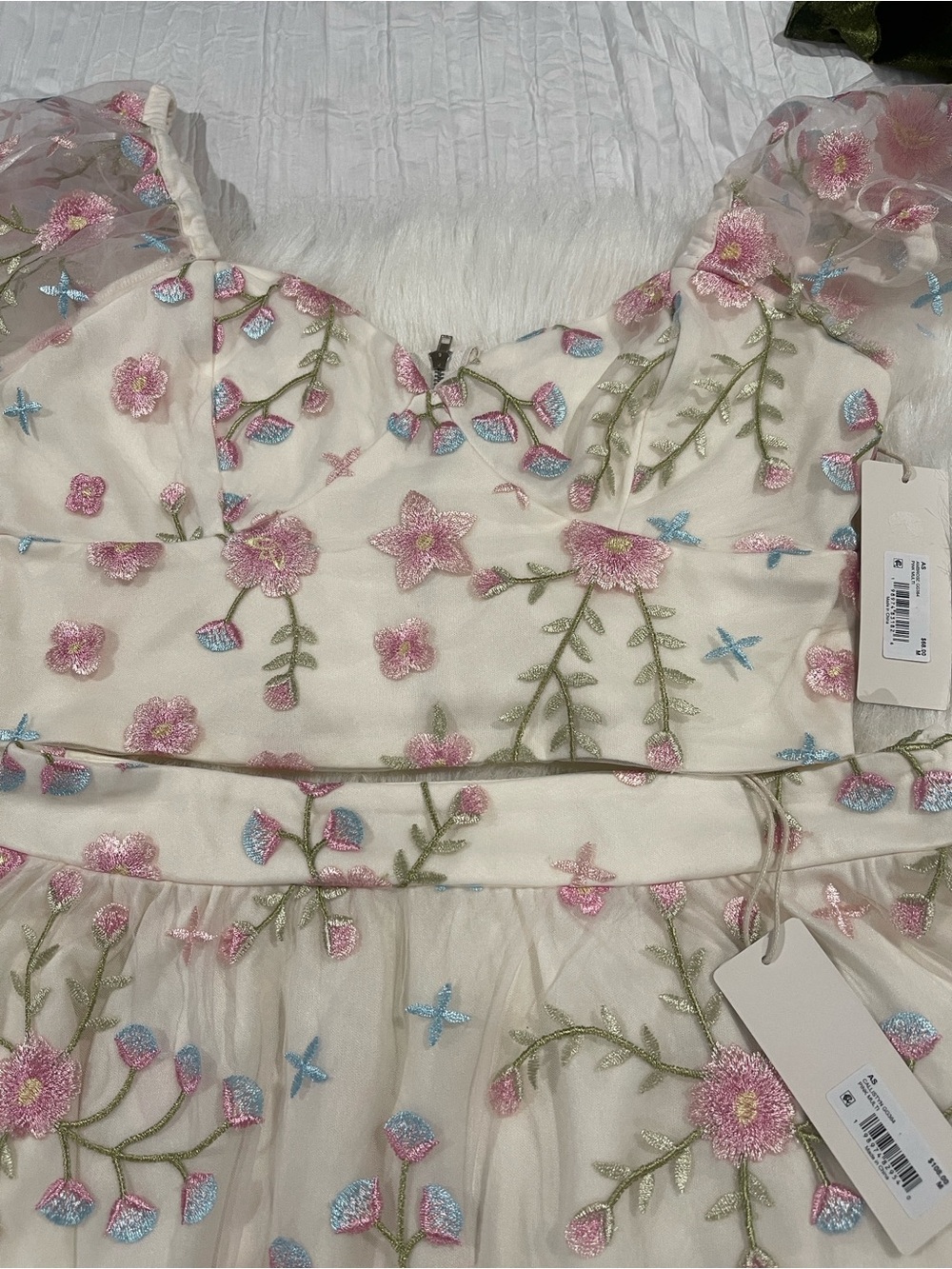 Altar'd State White Sheer Maxi Skirt with Pink Floral Embroidery - Picture 5 of 5